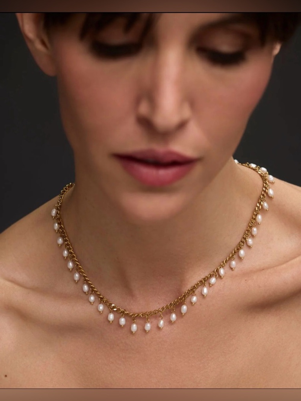 Free People New St. Moran Vicentina Necklace Freshwater Pearls 18K Gold- Plated - Picture 3 of 8